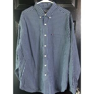 Vintage Ralph Lauren Jeans Co‎ Shirt Blue Men's XL Tattersall Plaid Long Sleeve